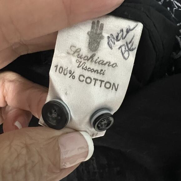 Luchiano Visconti Black Multi Color Paisley Print Button Up Mens Large Textured - Picture 6 of 10